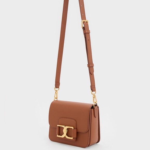 Cognac Gabine Leather Crossbody Bag from Charles and Keith - Picture 3 of 5